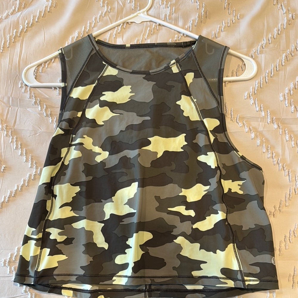Lululemon Athletica Green and Brown Crop Tank Top